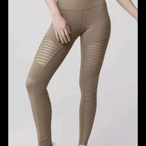 ALO Yoga Tan/Beige Moto Style Leggings